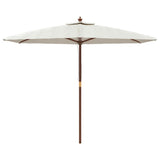 NNEVL Garden Parasol with Wooden Pole Sand 299x240 cm
