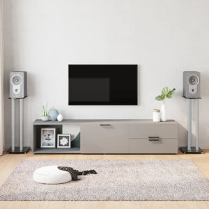 NNEVL Speaker Stands 2pcs Black&Silver Tempered Glass 3 Pillars Design