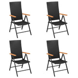 NNEVL 5 Piece Garden Dining Set Black and Brown Poly Rattan