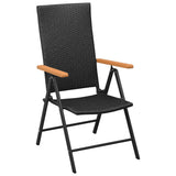 NNEVL 5 Piece Garden Dining Set Black and Brown Poly Rattan