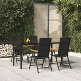 NNEVL 5 Piece Garden Dining Set Black and Brown Poly Rattan