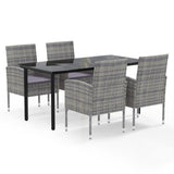 NNEVL 5 Piece Garden Dining Set with Cushions Anthracite Poly Rattan