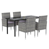 NNEVL 5 Piece Garden Dining Set with Cushions Anthracite Poly Rattan