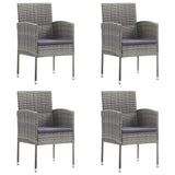 NNEVL 5 Piece Garden Dining Set with Cushions Anthracite Poly Rattan
