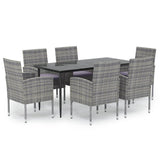 NNEVL 7 Piece Garden Dining Set with Cushions Anthracite Poly Rattan