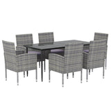NNEVL 7 Piece Garden Dining Set with Cushions Anthracite Poly Rattan