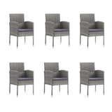 NNEVL 7 Piece Garden Dining Set with Cushions Anthracite Poly Rattan