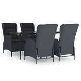 NNEVL 5 Piece Garden Dining Set Dark Grey Poly Rattan