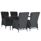 NNEVL 5 Piece Garden Dining Set Dark Grey Poly Rattan