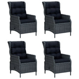 NNEVL 5 Piece Garden Dining Set Dark Grey Poly Rattan