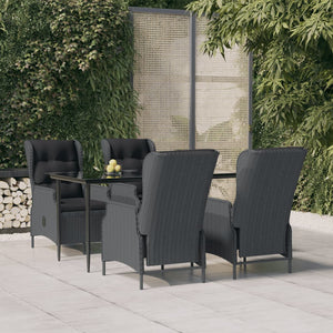 NNEVL 5 Piece Garden Dining Set Dark Grey Poly Rattan