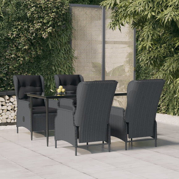 NNEVL 5 Piece Garden Dining Set Dark Grey Poly Rattan