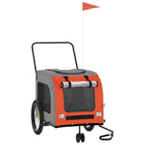 NNEVL Pet Bike Trailer Orange and Grey Oxford Fabric and Iron