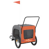 NNEVL Pet Bike Trailer Orange and Grey Oxford Fabric and Iron