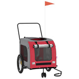 NNEVL Pet Bike Trailer Red and Grey Oxford Fabric and Iron