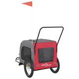 NNEVL Pet Bike Trailer Red and Grey Oxford Fabric and Iron