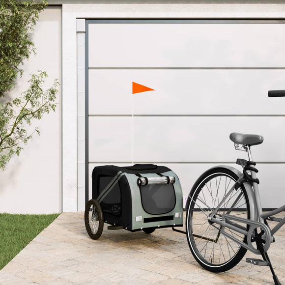 NNEVL Pet Bike Trailer Black and Grey Oxford Fabric and Iron