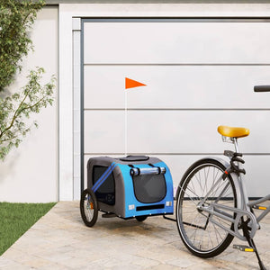 NNEVL Pet Bike Trailer Blue and Grey Oxford Fabric and Iron