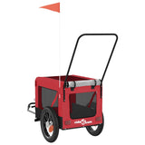 NNEVL Pet Bike Trailer Red and Black Oxford Fabric and Iron