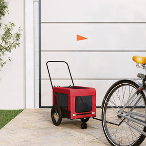NNEVL Pet Bike Trailer Red and Black Oxford Fabric and Iron