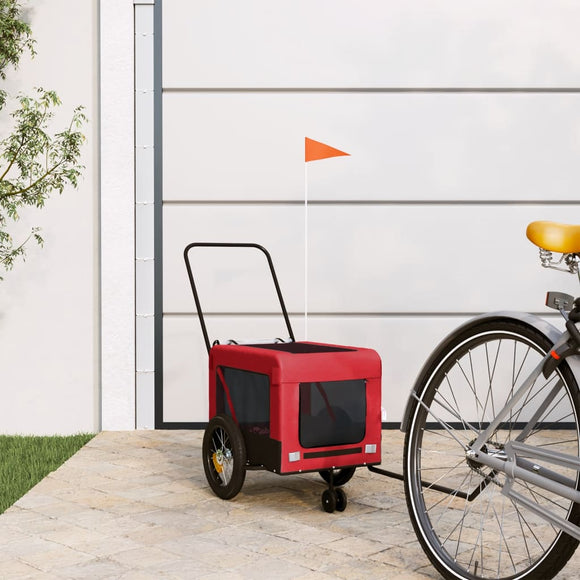 NNEVL Pet Bike Trailer Red and Black Oxford Fabric and Iron