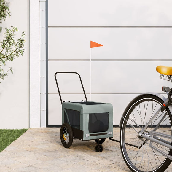 NNEVL Pet Bike Trailer Grey and Black Oxford Fabric and Iron
