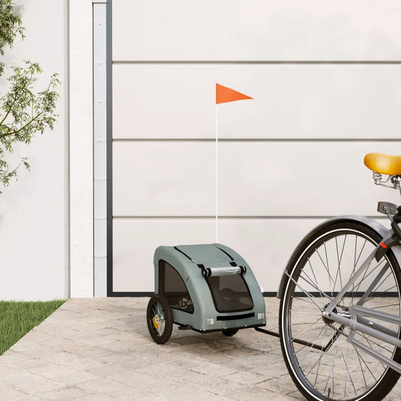 NNEVL Pet Bike Trailer Grey Oxford Fabric and Iron