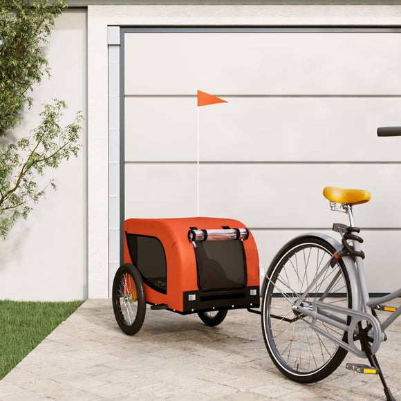 NNEVL Pet Bike Trailer Orange and Black Oxford Fabric and Iron