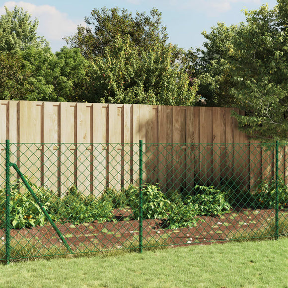 NNEVL Chain Link Fence with Spike Anchors Green 1x10 m