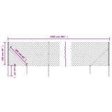 NNEVL Chain Link Fence with Spike Anchors Green 1x25 m