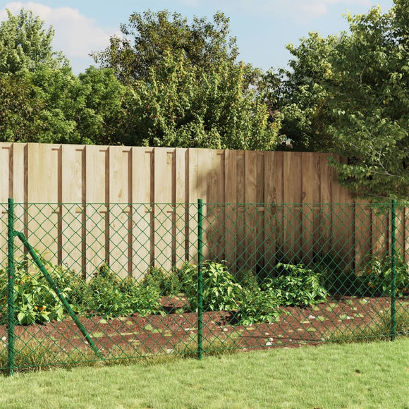 NNEVL Chain Link Fence with Spike Anchors Green 1x25 m