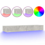 NNEVL TV Cabinet with LED Lights Concrete Grey 120x35x15.5 cm