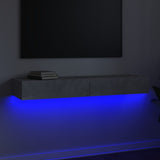NNEVL TV Cabinet with LED Lights Concrete Grey 120x35x15.5 cm