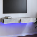 NNEVL TV Cabinet with LED Lights Concrete Grey 120x35x15.5 cm