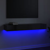 NNEVL TV Cabinet with LED Lights High Gloss Black 120x35x15.5 cm