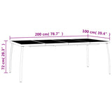 NNEVL Garden Table Anthracite 200x100x72 cm Steel Mesh