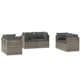 NNEVL Garden Corner Sofas 6 pcs Grey 57x57x56 cm Poly Rattan