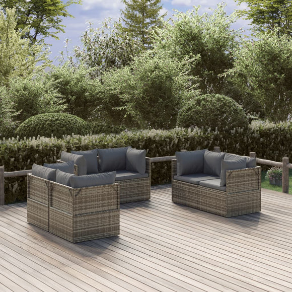 NNEVL Garden Corner Sofas 6 pcs Grey 57x57x56 cm Poly Rattan