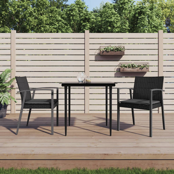 NNEVL Garden Chairs with Cushions 2 pcs Black 56.5x57x83 cm Poly Rattan