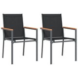 NNEVL Garden Chairs 2 pcs Black 55x61.5x90 cm Textilene and Steel