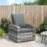 NNEVL Garden Reclining Chair with Cushions Grey Poly Rattan