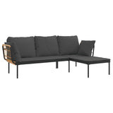 NNEVL 3 Piece Garden Lounge Set with Dark Grey Cushions Poly Rattan