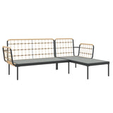 NNEVL 3 Piece Garden Lounge Set with Dark Grey Cushions Poly Rattan