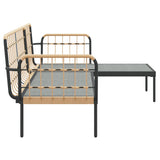 NNEVL 3 Piece Garden Lounge Set with Dark Grey Cushions Poly Rattan