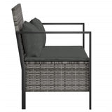 NNEVL 2-Seater Garden Bench with Cushions Grey Poly Rattan