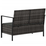 NNEVL 2-Seater Garden Bench with Cushions Grey Poly Rattan