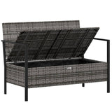 NNEVL 2-Seater Garden Bench with Cushions Grey Poly Rattan