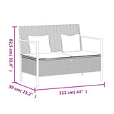 NNEVL 2-Seater Garden Bench with Cushions Grey Poly Rattan