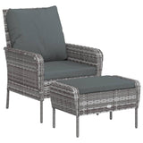 NNEVL Garden Chair with Footstool Grey Poly Rattan