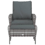NNEVL Garden Chair with Footstool Grey Poly Rattan